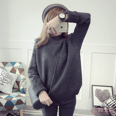 韓系風尚，溫暖加碼 一款秋冬必備的韓版半高領寬松針織衫